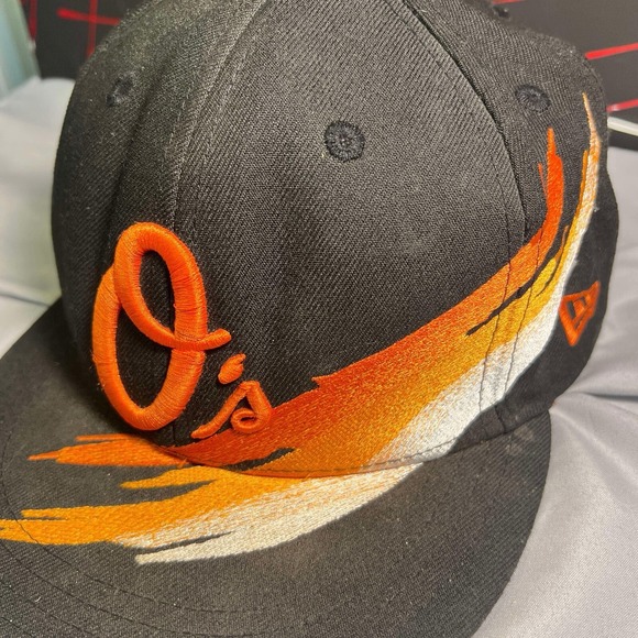 Rare Color Streak Baltimore Orioles O's One Size Black Hat/cap - Picture 2 of 13